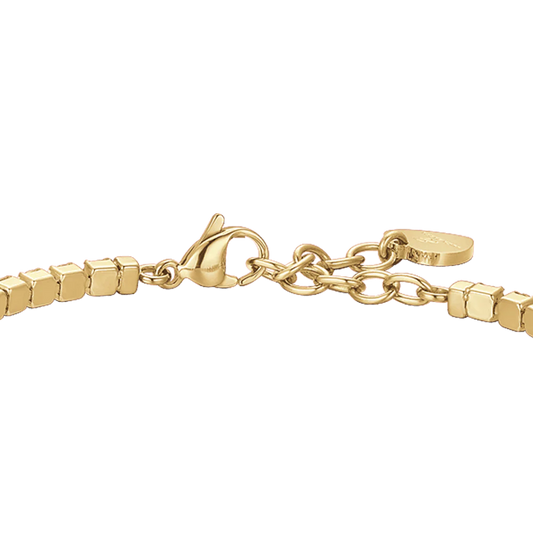 LUCA BARRA - BRACCIALE DONNA TENNIS IN ACCIAIO IP GOLD CON CRISTALLI ROSSI