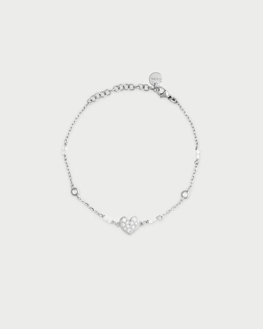 BRACCIALE ARGENTO CON CUORE PAVE' E ZIRCONI