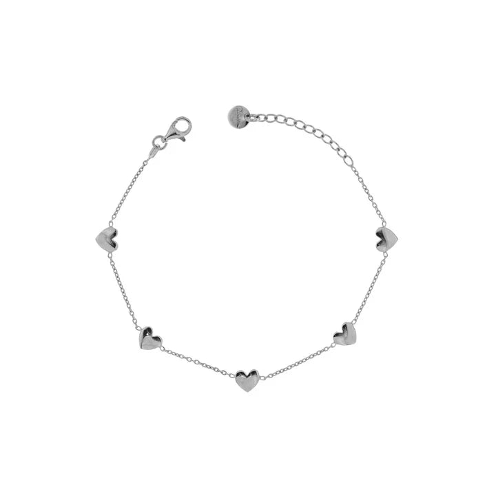 BRACCIALE ARGENTO CON 5 CUORI