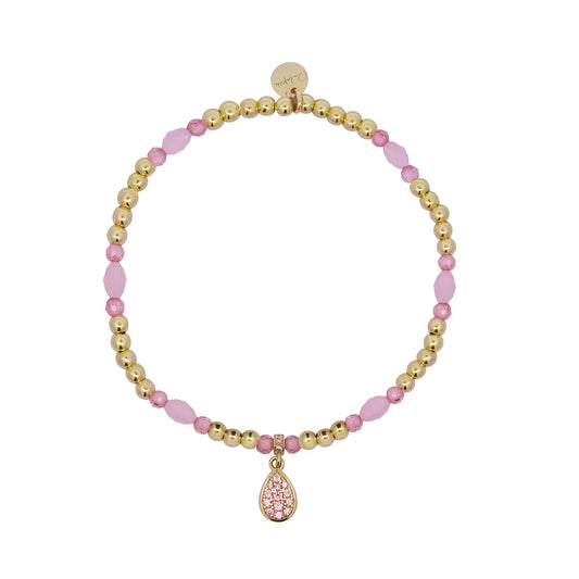 BRACCIALE ARGENTO DORATO CON PIETRE ROSA E GOCCIA