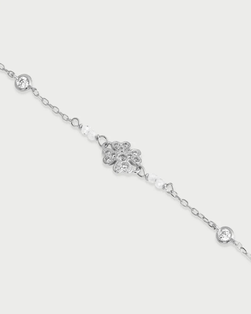 BRACCIALE ARGENTO CON QUADRIFOGLIO PAVE' E ZIRCONI