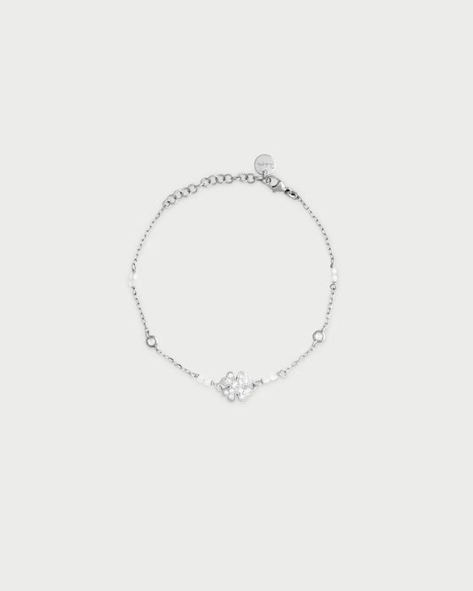 BRACCIALE ARGENTO CON QUADRIFOGLIO PAVE' E ZIRCONI