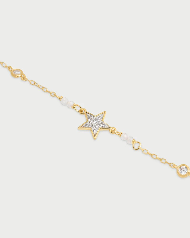 BRACCIALE ARGENTO DORATO CON STELLA E ZIRCONI