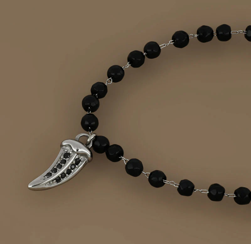 GOYATE' - BRACCIALE IN ONICE CON ZANNA IN ACCIAIO