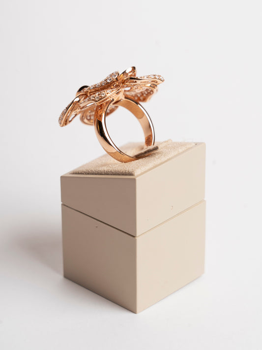 LEO PIZZO - ANELLO NILUFAR ORO ROSE' E PAVE' DI DIAMANTI