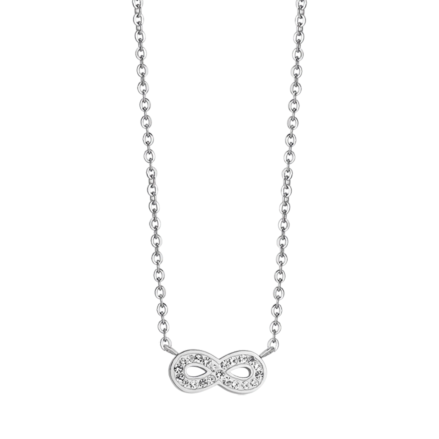 LUCA BARRA - COLLANA DONNA IN ACCIAIO CON INFINITO E CRISTALLI BIANCHI
