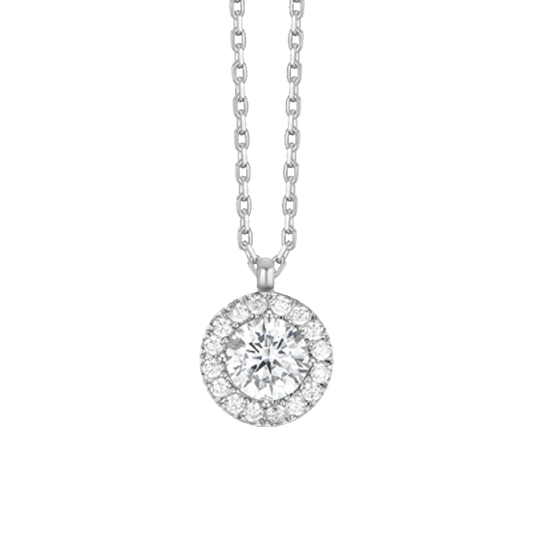 LUCA BARRA - COLLANA IN ACCIAIO CON ELEMENTO CON ZIRCONI BIANCHI