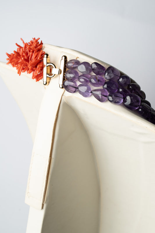 SOARA - COLLANA MULTIFILI IN AMETISTA E CORALLO