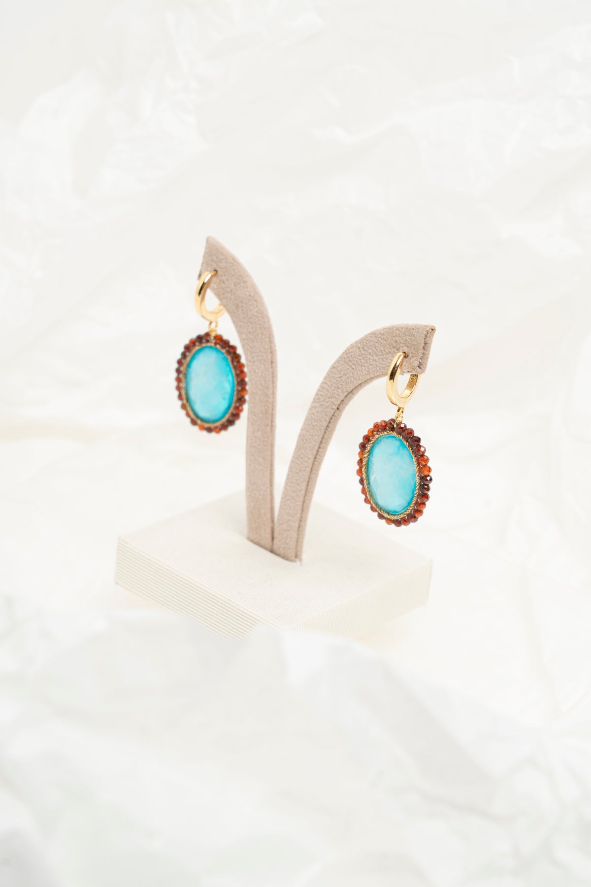 SICYLUI - ORECCHINI ARGENTO DORATO CON ZIRCONE TURCHESE