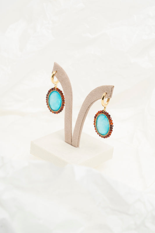 SICYLUI - ORECCHINI ARGENTO DORATO CON ZIRCONE TURCHESE