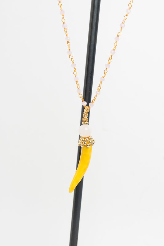 SICYLUI - COLLANA CORNO PICCOLO IN CERAMICA GIALLO