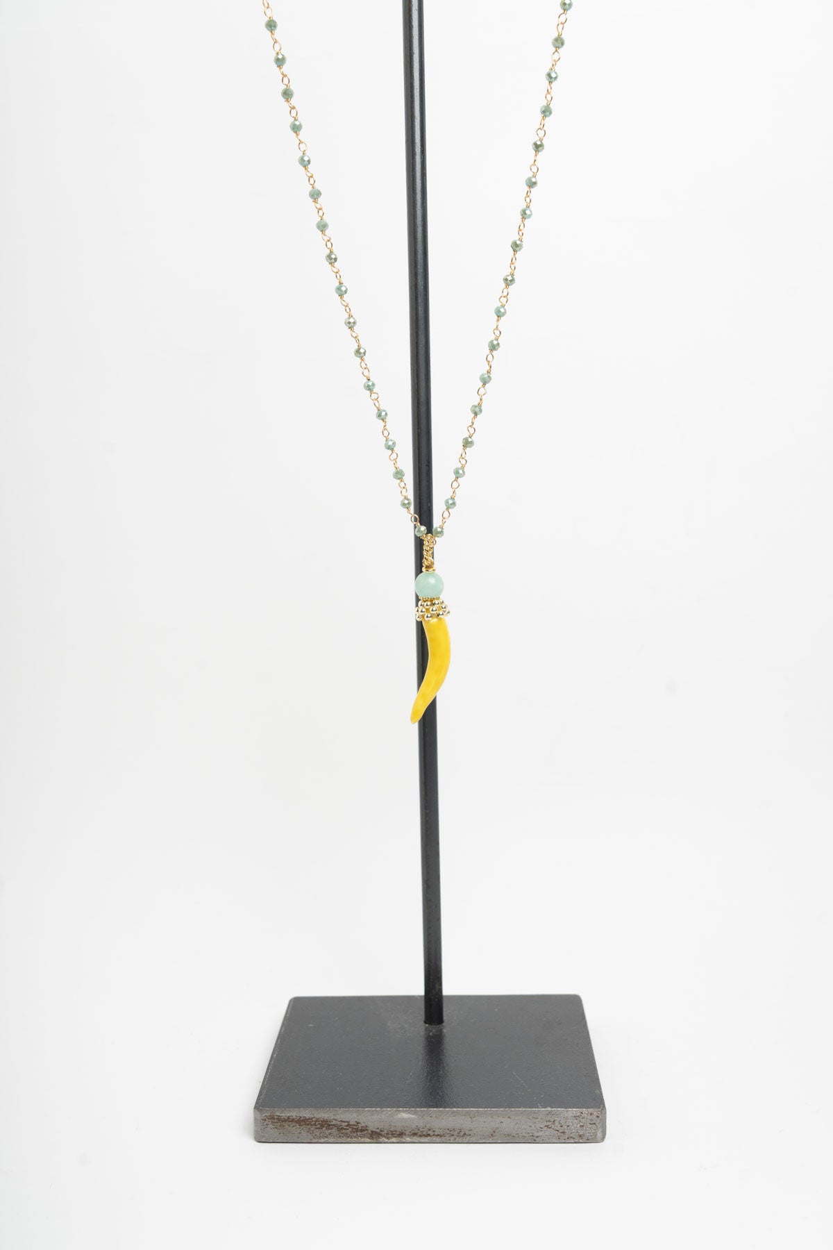 SICYLUI - COLLANA CORNO PICCOLO IN CERAMICA GIALLO