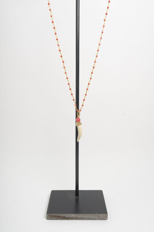 SICYLUI - COLLANA CORNO PICCOLO IN CERAMICA BEIGE