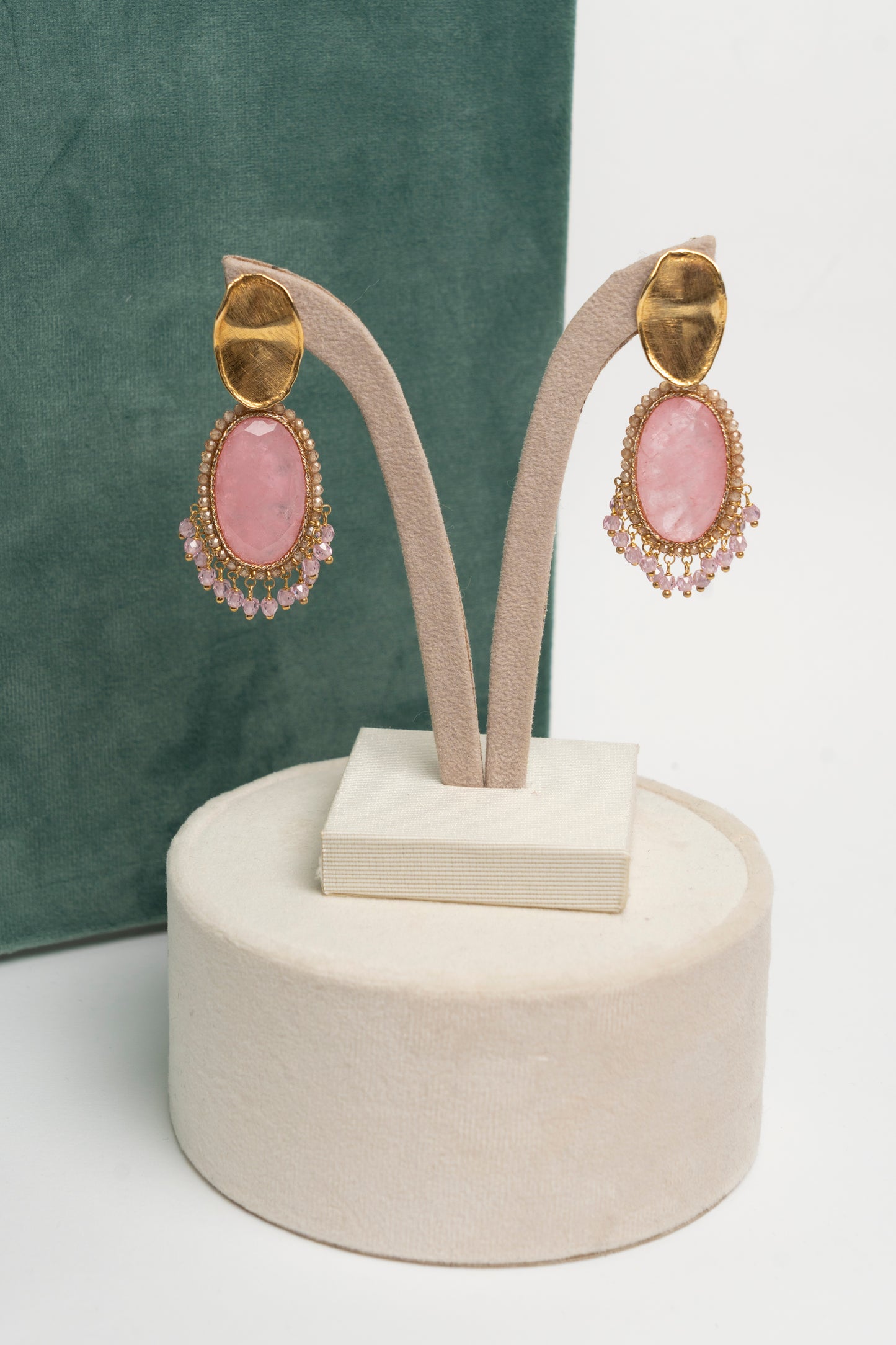 SICYLUI - ORECCHINI PENDENTI ZIRCONE CENTRALE ROSA