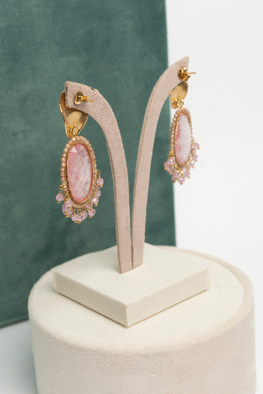 SICYLUI - ORECCHINI PENDENTI ZIRCONE CENTRALE ROSA