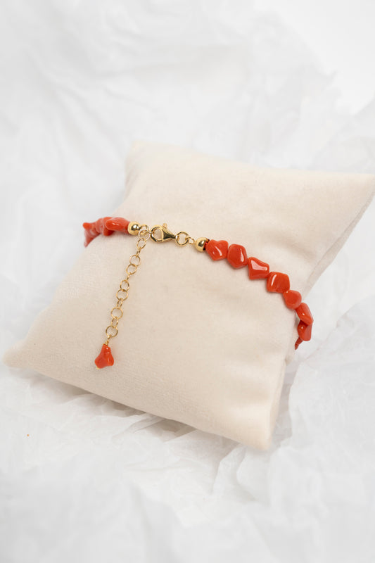 SOARA - BRACCIALE IN CORALLO SFERE LISCE IRREGOLARI