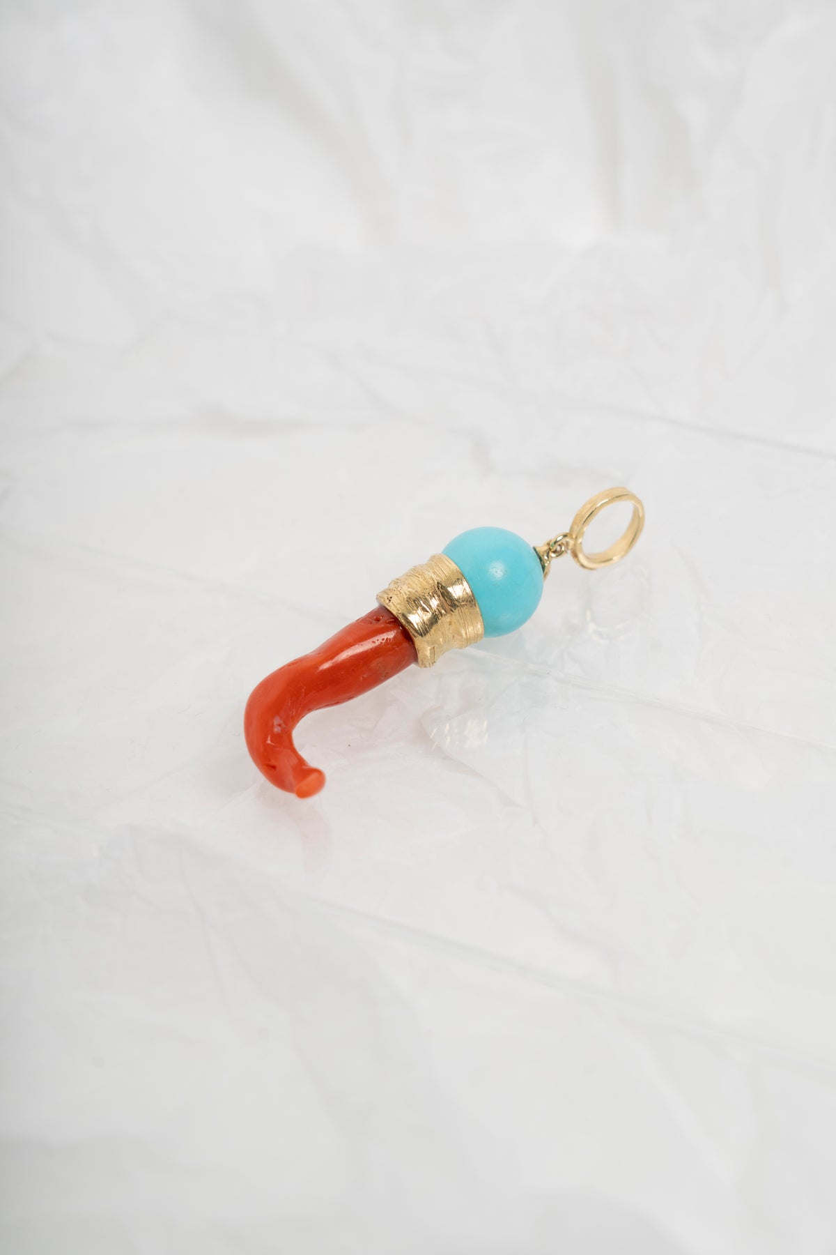 SOARA - CIONDOLO CORNO IN CORALLO E TURCHESE