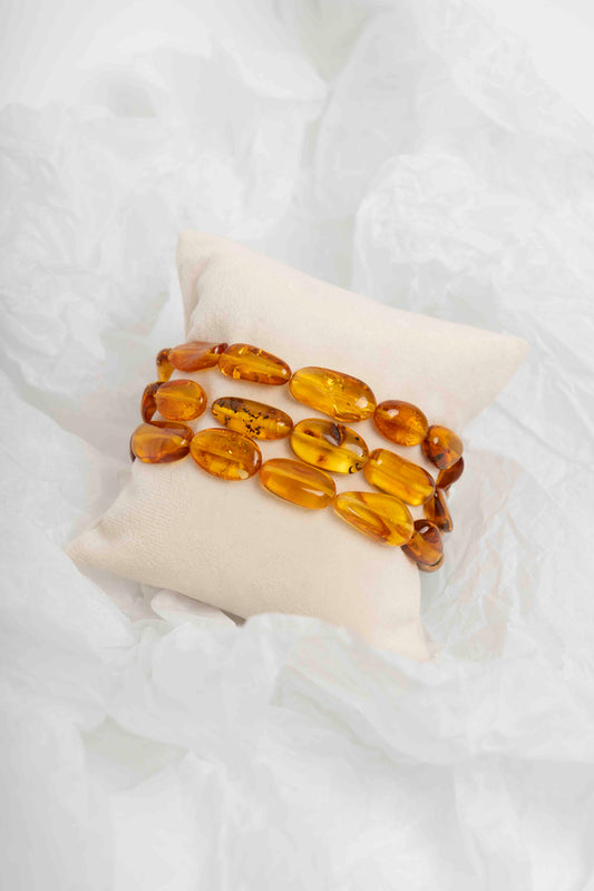 SOARA - BRACCIALE ELSTICO AMBRA E MALACHITE