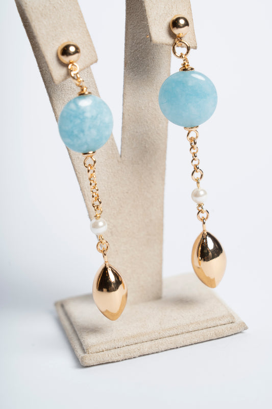 ORECCHINI IN ARGENTO DORATO E PIETRE AZZURRE