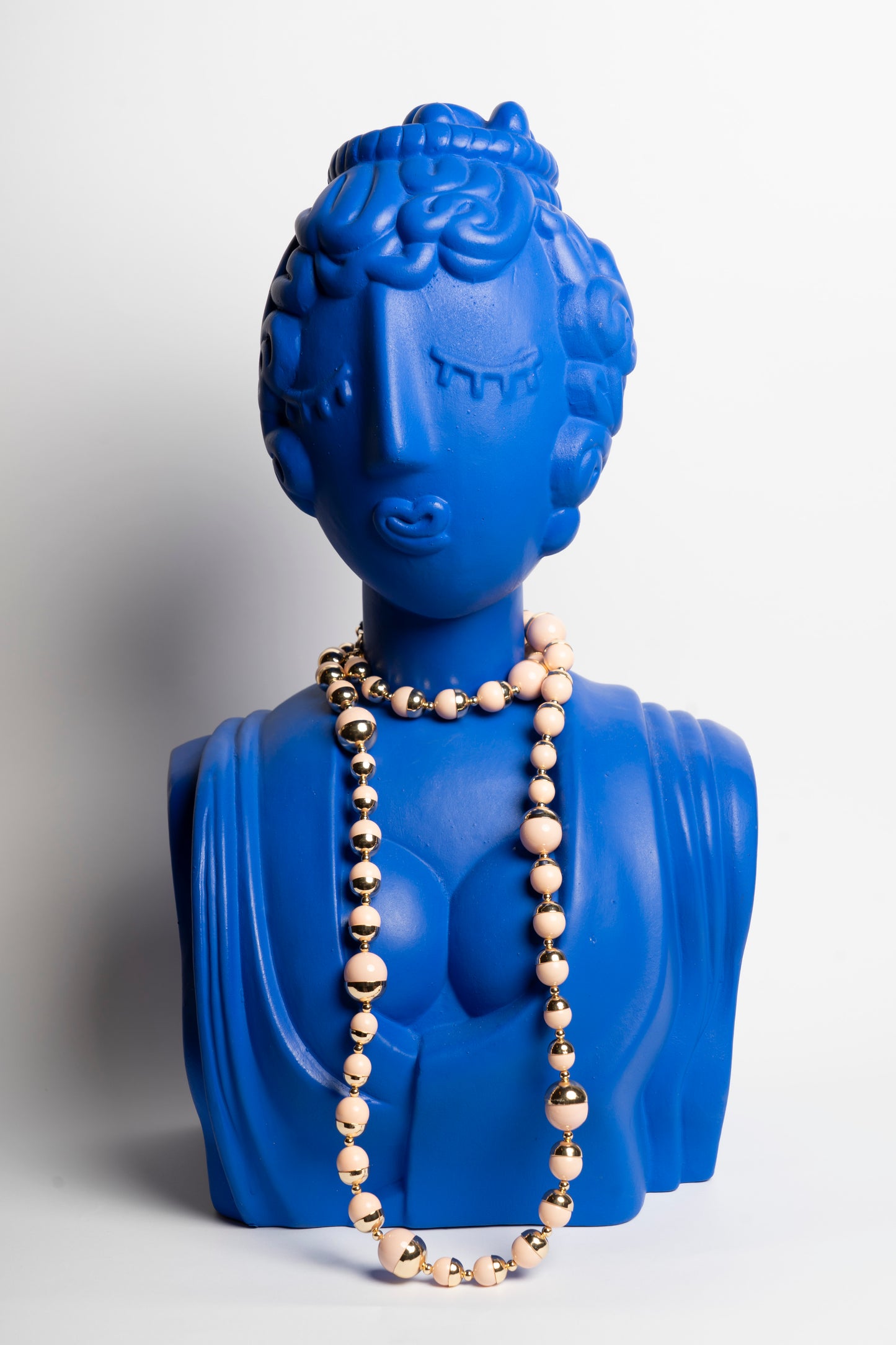 COLLANA OTTONE E AGATA ROSA 90 CM