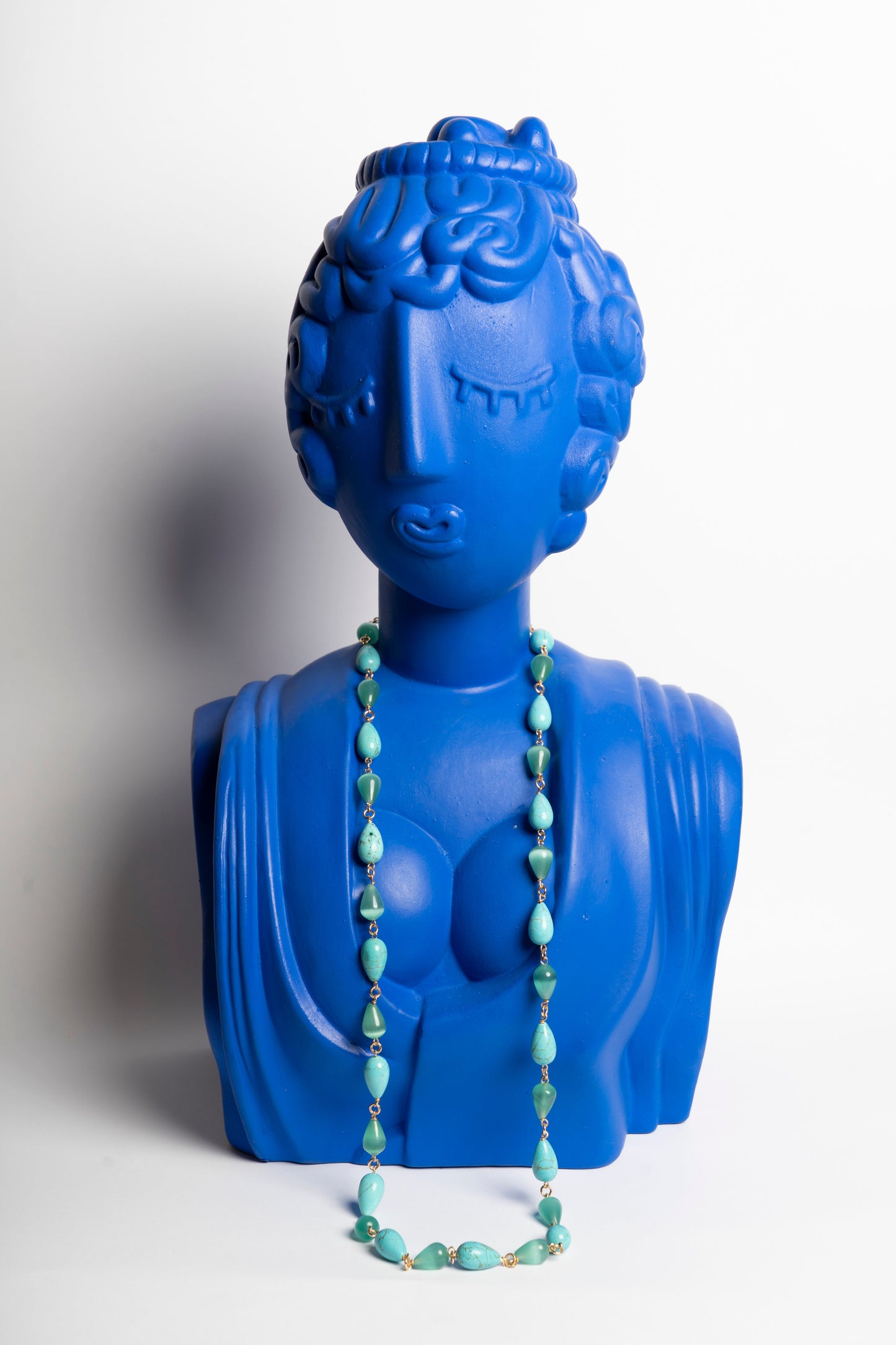 COLLANA AREGENTO E PIETRE TURCHESE E VERDI