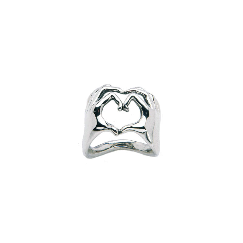 NEMORIS - ANELLO EMOJY MANI CUORE ARGENTO