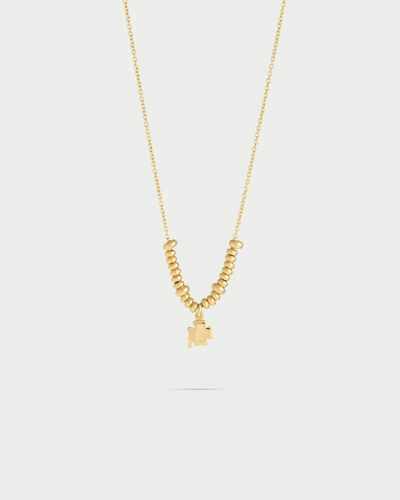 COLLANA GIROCOLLO CON MICRO ANELLI E PENDENTE QUADRIFOGLIO