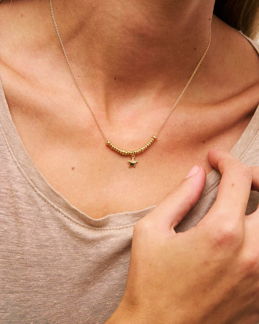 COLLANA GIROCOLLO ARGENTO DORATO SFERE E MICRO PENDENTE STELLA