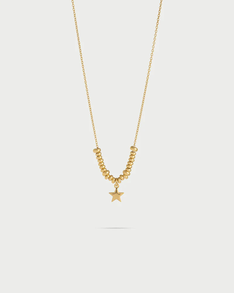 COLLANA GIROCOLLO ARGENTO DORATO SFERE E MICRO PENDENTE STELLA