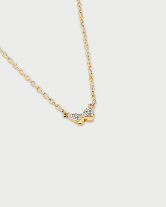 COLLANA ARGENTO DORATO CON FARFALLA PAVE' ZIRCONI