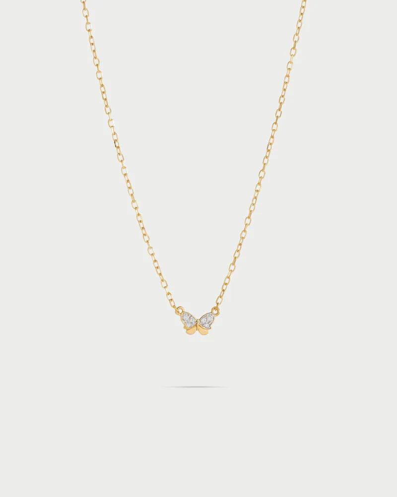 COLLANA ARGENTO DORATO CON FARFALLA PAVE' ZIRCONI