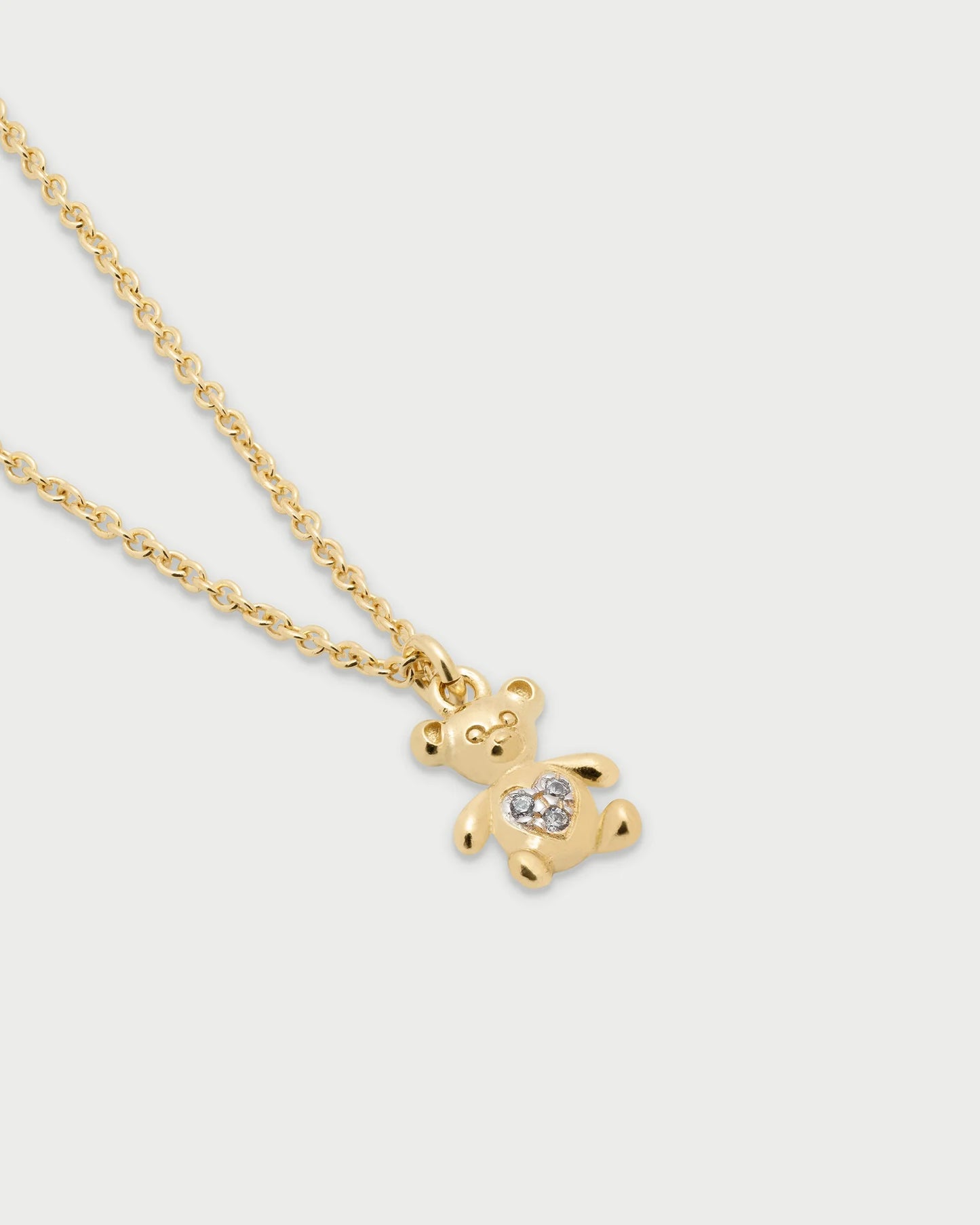 GIROCOLLO CATENA E ORSETTO TEDDY FANCY ARGENTO DORATO E ZIRCONI