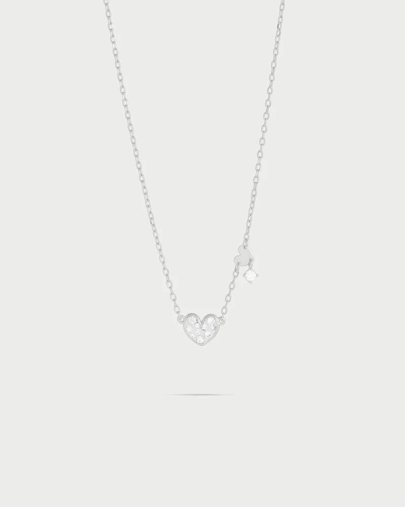 COLLANA GIROCOLLO ARGENTO RODIO CON CUORE PAVE' ZIRCONI