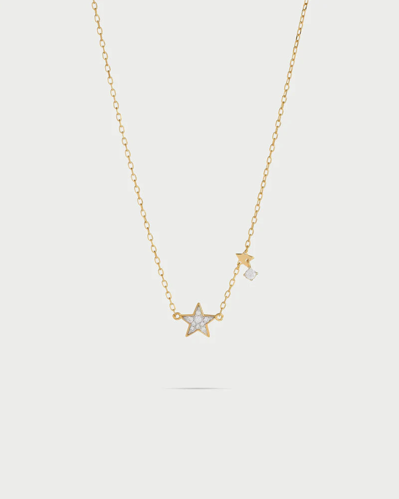 COLLANA ARGENTO DORATO CON STELLA PAVE' ZIRCONI