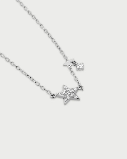 COLLANA ARGENTO RODIO CON STELLA PAVE' ZIRCONI