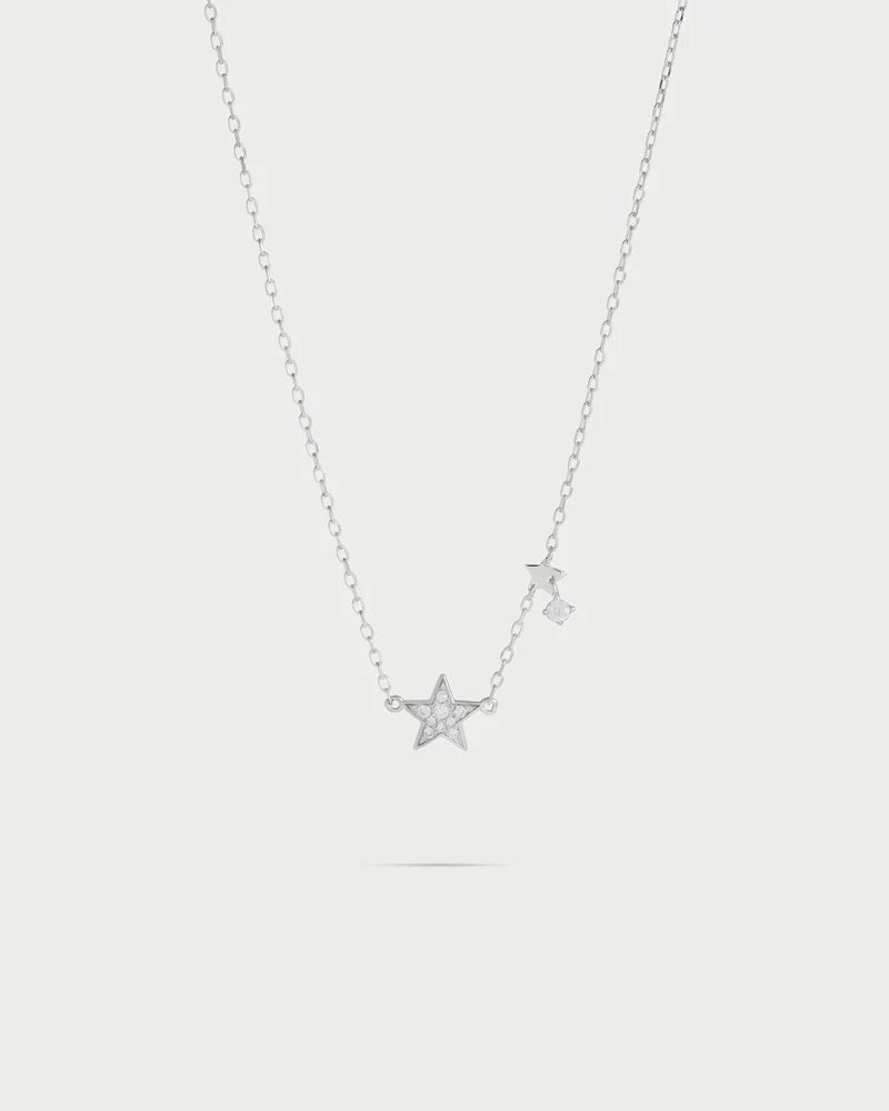 COLLANA ARGENTO RODIO CON STELLA PAVE' ZIRCONI