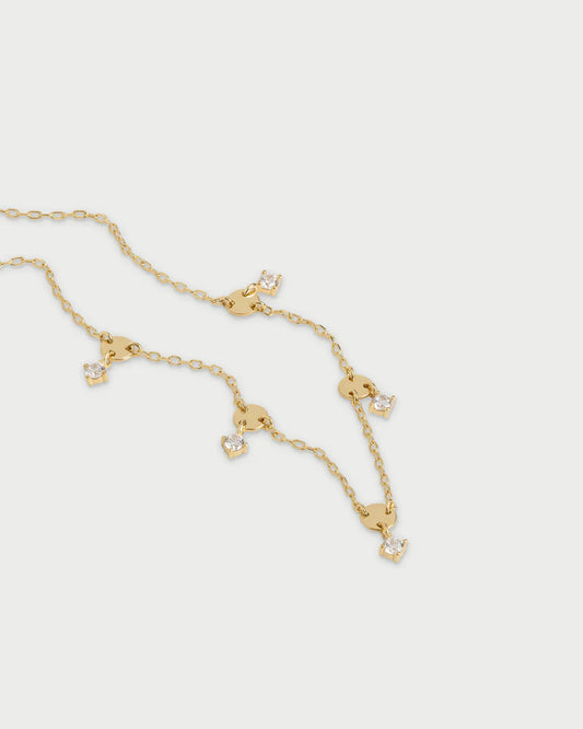 COLLANA GIROCOLLO ARGENTO DORATO CON CERCHI E ZIRCONI