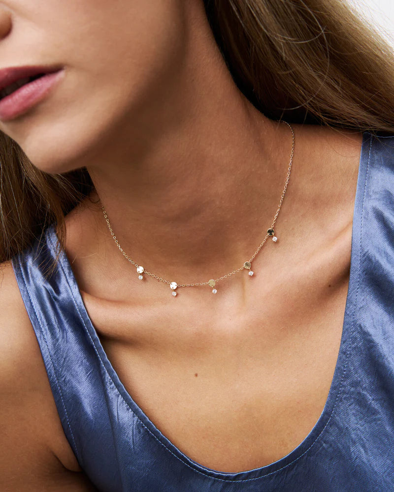 COLLANA GIROCOLLO ARGENTO DORATO CON CERCHI E ZIRCONI