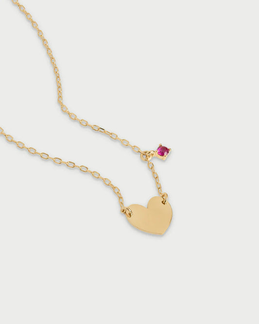 COLLANA GIROCOLLO ARGENTO DORATO CON CUORE E ZIRCONE PENDENTE