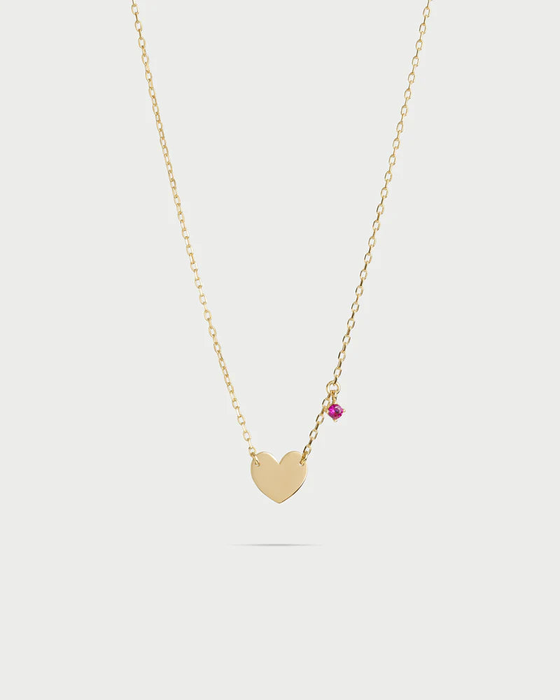 COLLANA GIROCOLLO ARGENTO DORATO CON CUORE E ZIRCONE PENDENTE