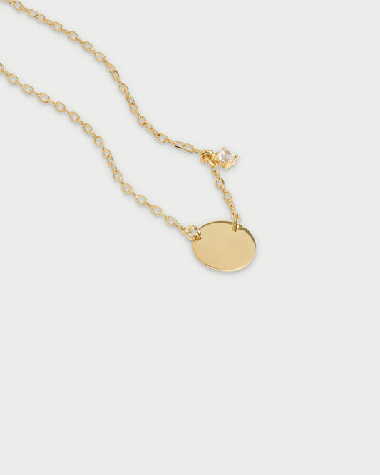 COLLANA ARGENTO DORATO CERCHIO CON ZIRCONE BIANCO