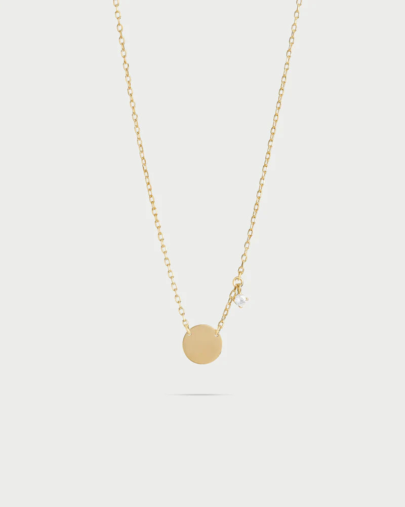 COLLANA ARGENTO DORATO CERCHIO CON ZIRCONE BIANCO