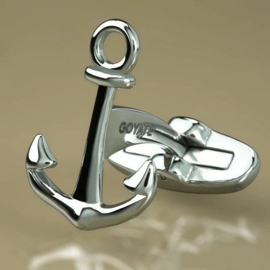 GOYATE' - GEMELLI UOMO IN ACCIAIO CON ANCORA