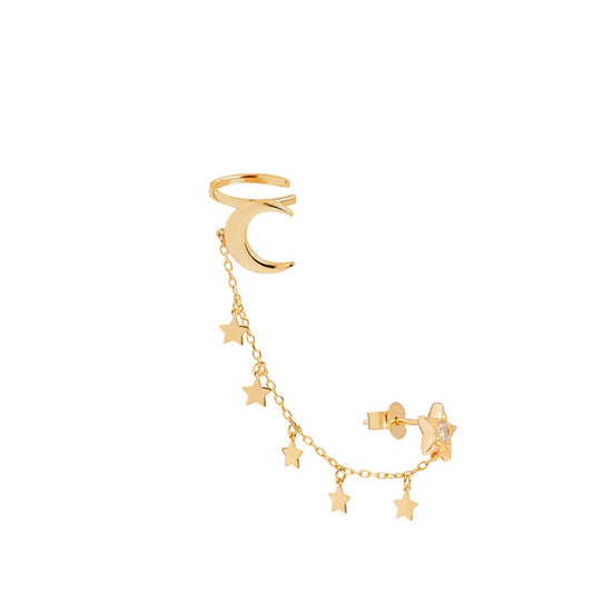 VALENTINA FERRAGNI - EARCUFF STARS CON STELLE E LUNA ARGENTO DORATO