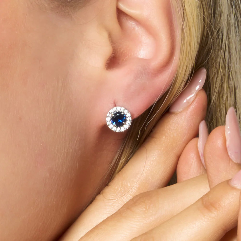 LUCA BARRA - ORECCHINI CON ELEMENTO CON ZIRCONI BLU E BIANCHI