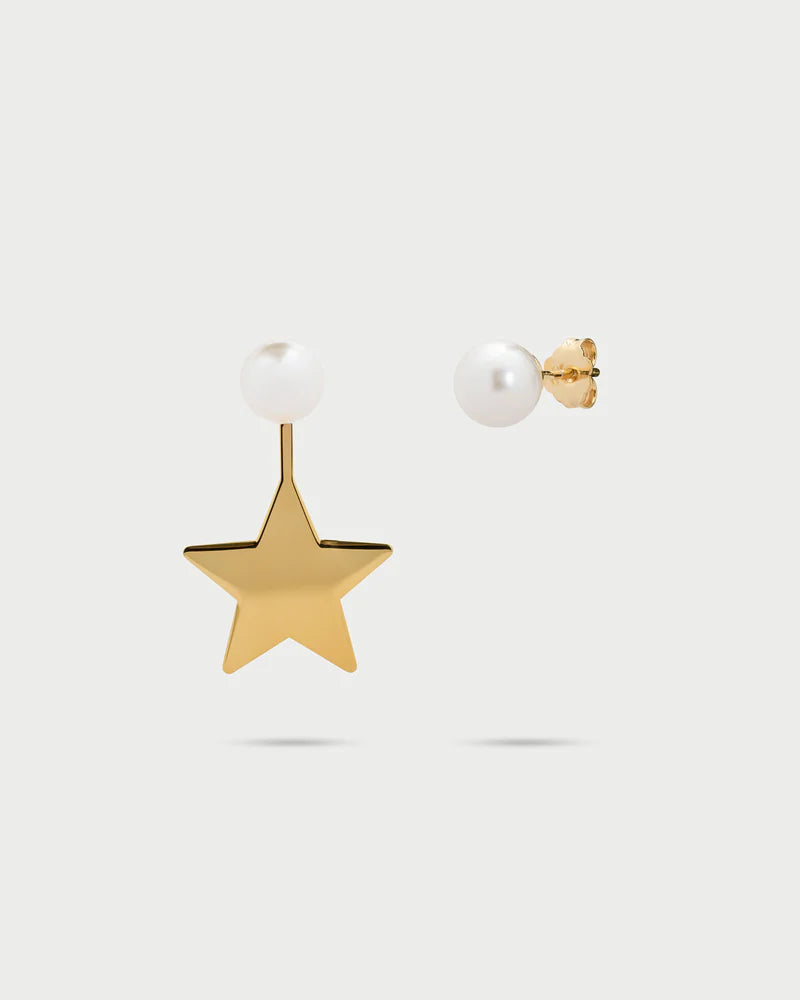 ORECCHINI ARGENTO DORATO CON PERLA E STELLA