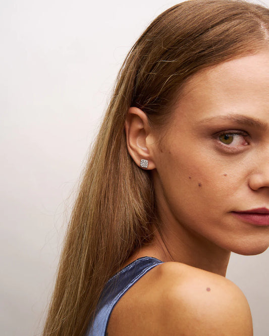 ORECCHINI A LOBO ARGENTO RODIO STELLA SPECCHIO