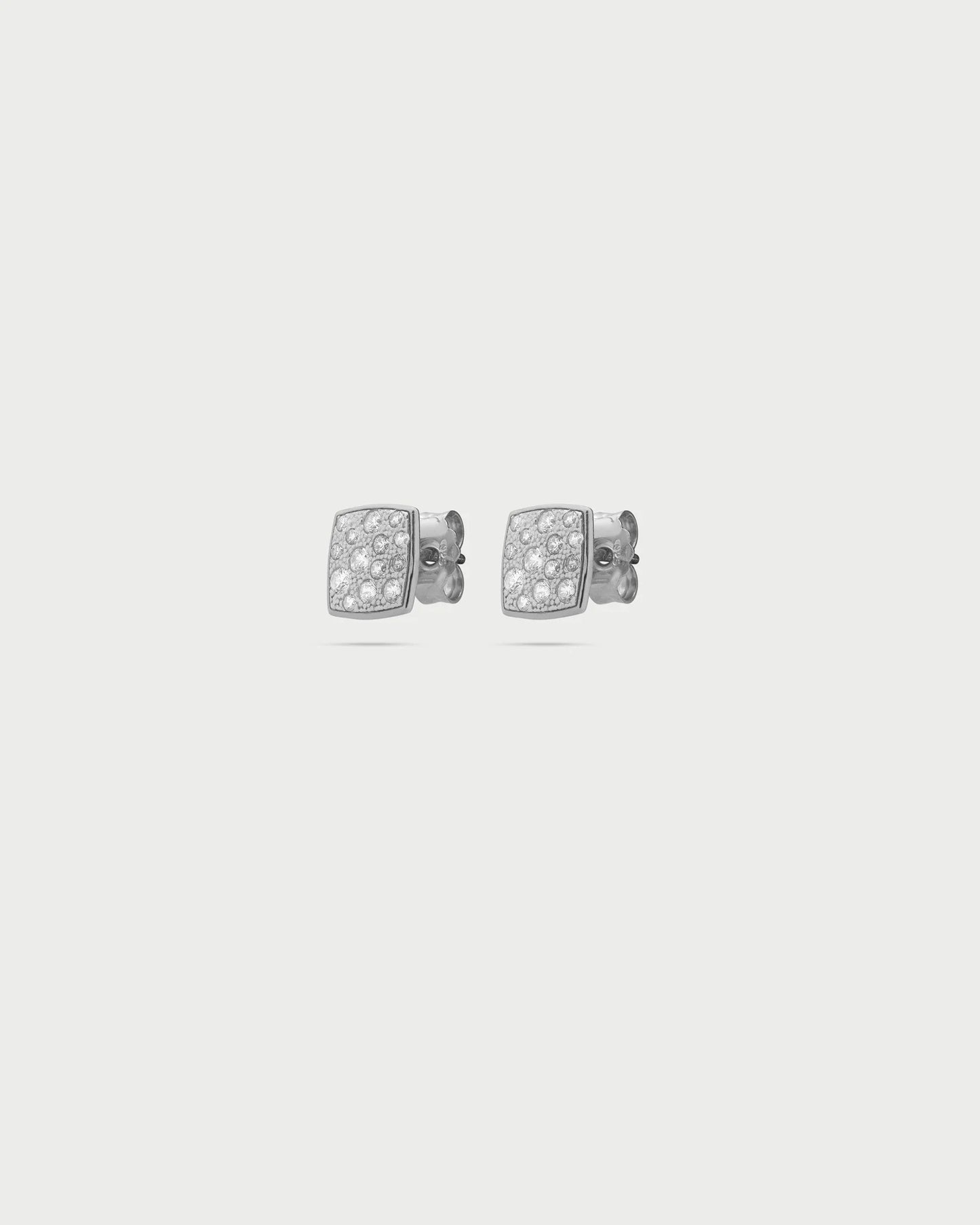 ORECCHINI ARGENTO RODIO LOBO QUADRATO PAVE' ZIRCONI
