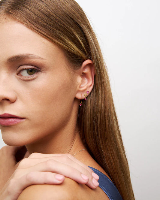 ORECCHINI 3PZ CUORE ZIRCONI ROSSI ARGENTO DORATO