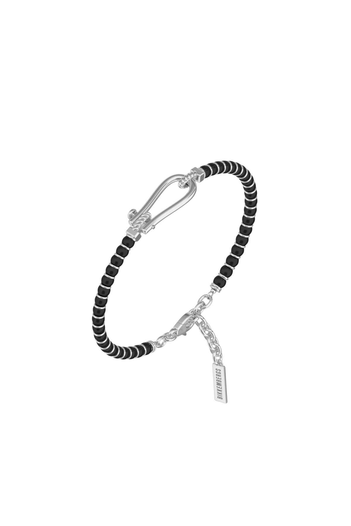BIKKEMBERGS - BRACCIALE MARINE IN ACCIAIO E PIETRE NATURALI NERE